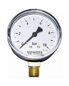 Watts manometer 0-10 bar 1/4" radiaal 63 mm